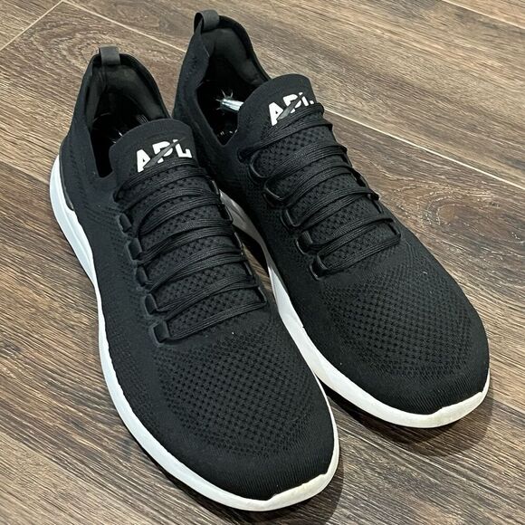 APL Men's Techloom Breeze Black White Athletic Knit Running Shoes Size 14 - Picture 1 of 9